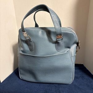 Vintage Sears Sky Blue Luggage Carry-on Bag Travel Clean Lock w/ Key - 14x13x7